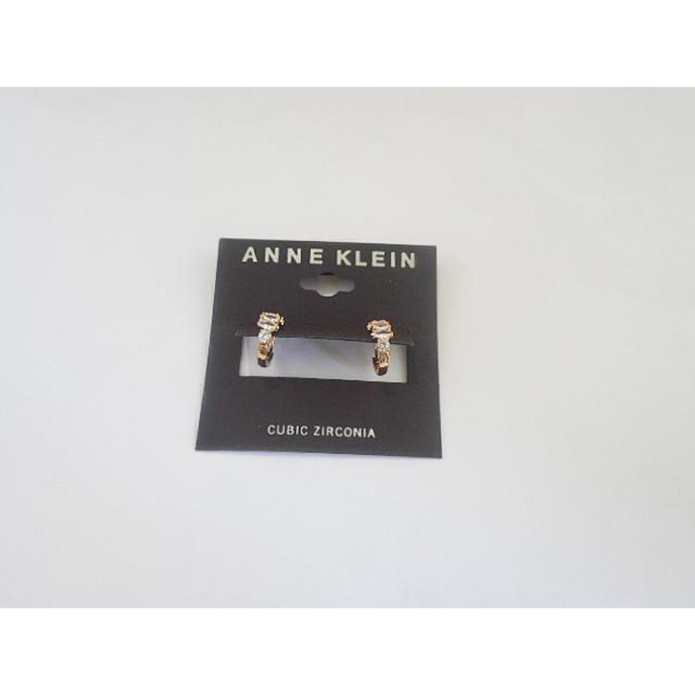 NWT Anne Klein CZ and Goldtone Huggie Hoop Earrings